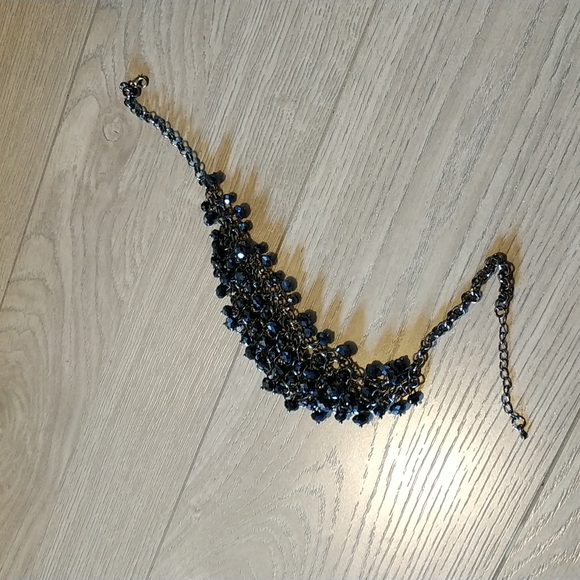 Super sparkling black beads multi surface cut dark theme adjustable chooker - Picture 6 of 6